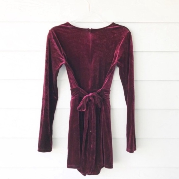 Lulu’s Decorated in Love Maroon Velvet Romper - Picture 5 of 6